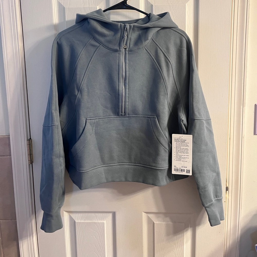 Scuba Oversized Half-Zip Hoodie/Belgian Blue/M/L